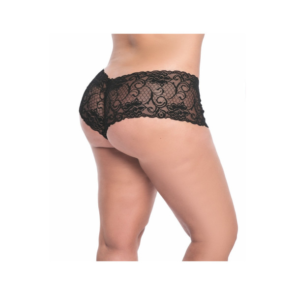 Shorty grande taille noire en dentelle 